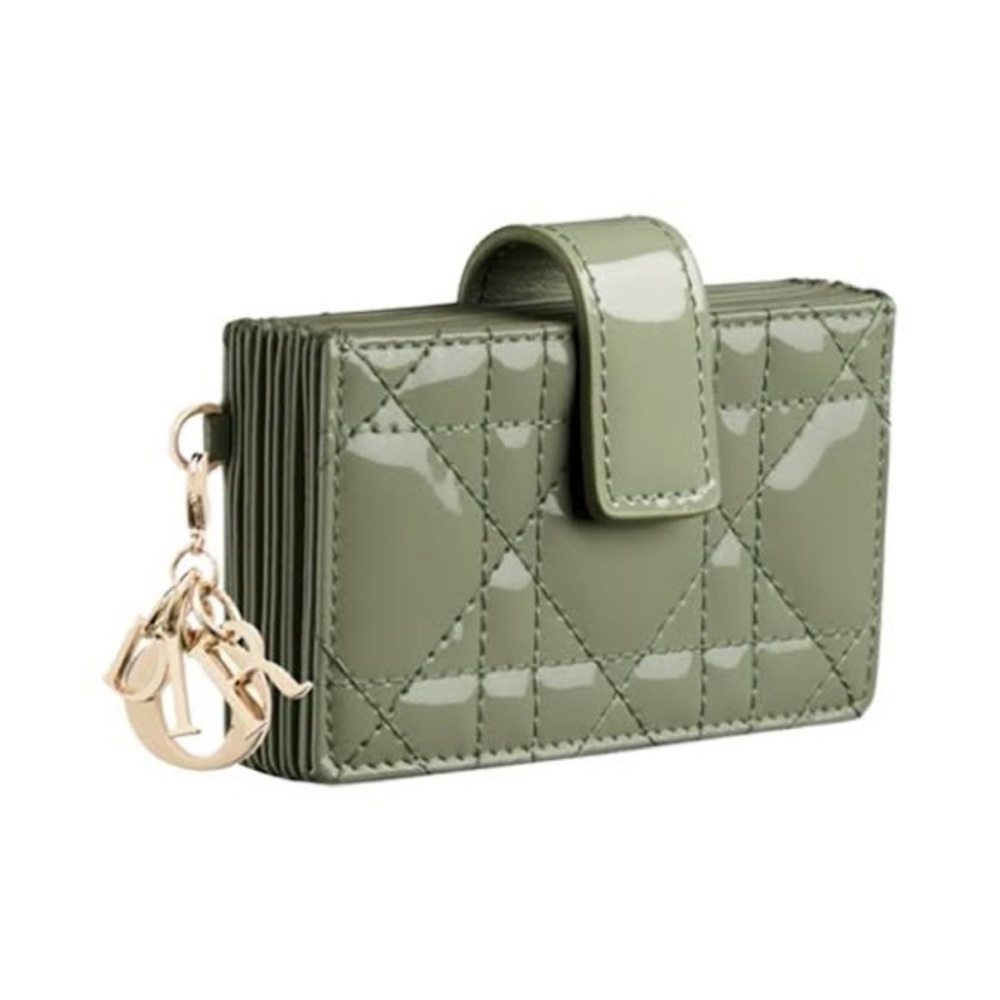 Lady dior jasmine card holder patent avocado green